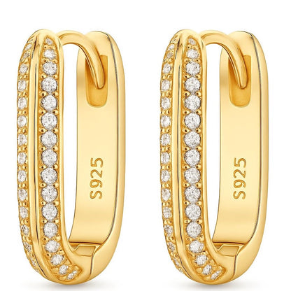 Gold Vermeil Pavé Oval Hoop Earrings