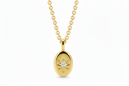 Gold Plated Starburst Disc Pendant/ Neckalce