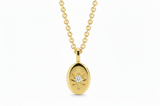 Gold Plated Starburst Disc Pendant/ Neckalce