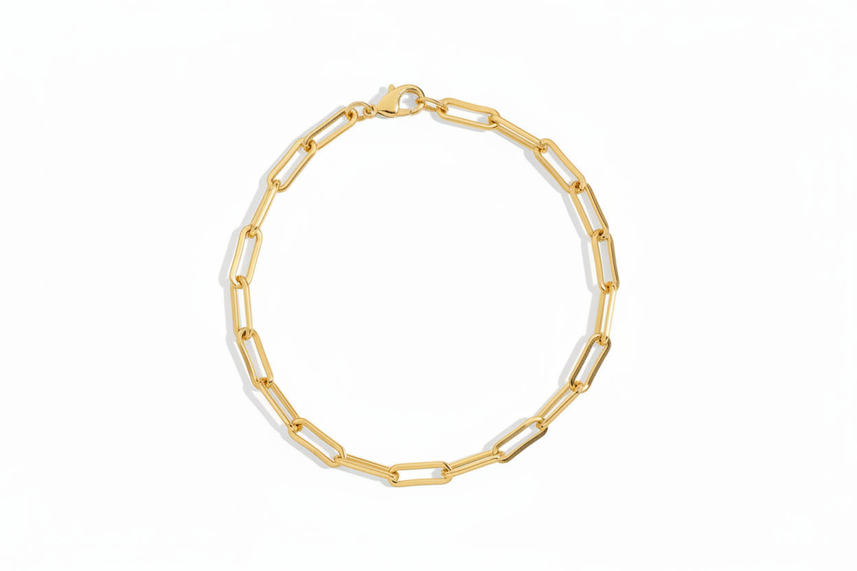 18K Gold Plated Small Paperclip Link Bracelet