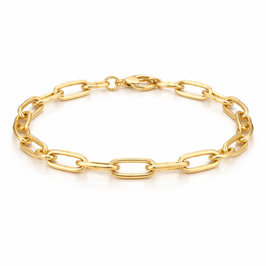 18K Gold Plated Medium Paperclip Link Bracelet