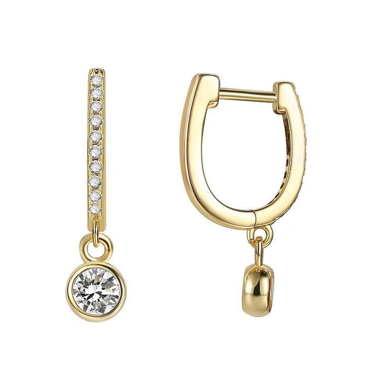 18K Gold Plated Pavé Drop Huggie Earrings