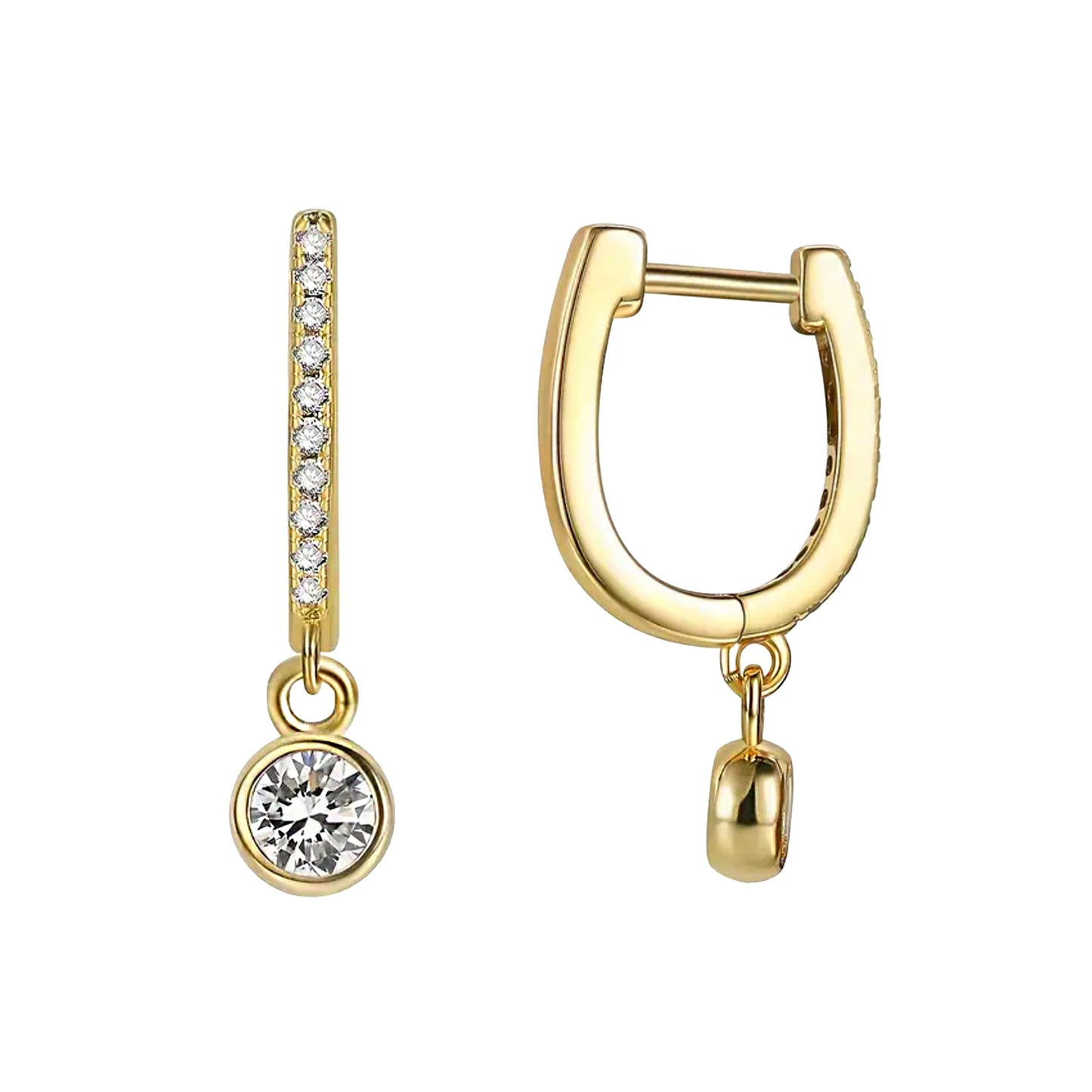 Gold Plated Stacey Sparkle Huggie Drop Earrings