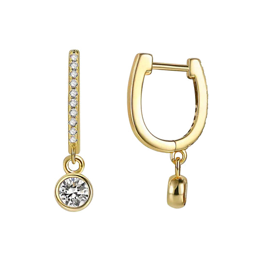 Gold Plated Stacey Sparkle Huggie Drop Earrings