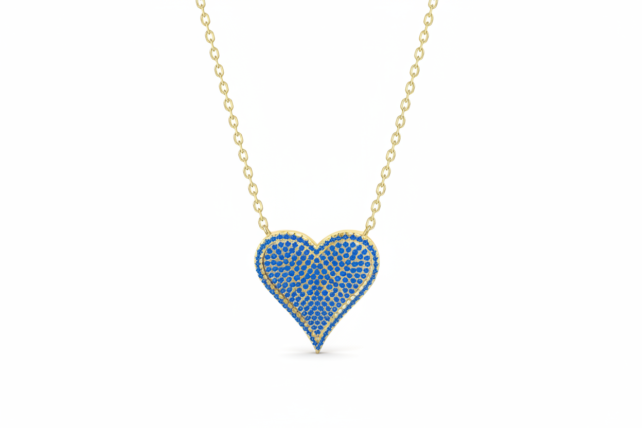 Gold Vermeil Jane Blue Heart Pendant Necklace