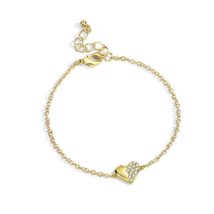 18K Gold Plated Pavé Heart Bracelet