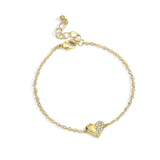 18K Gold Plated Pavé Heart Bracelet