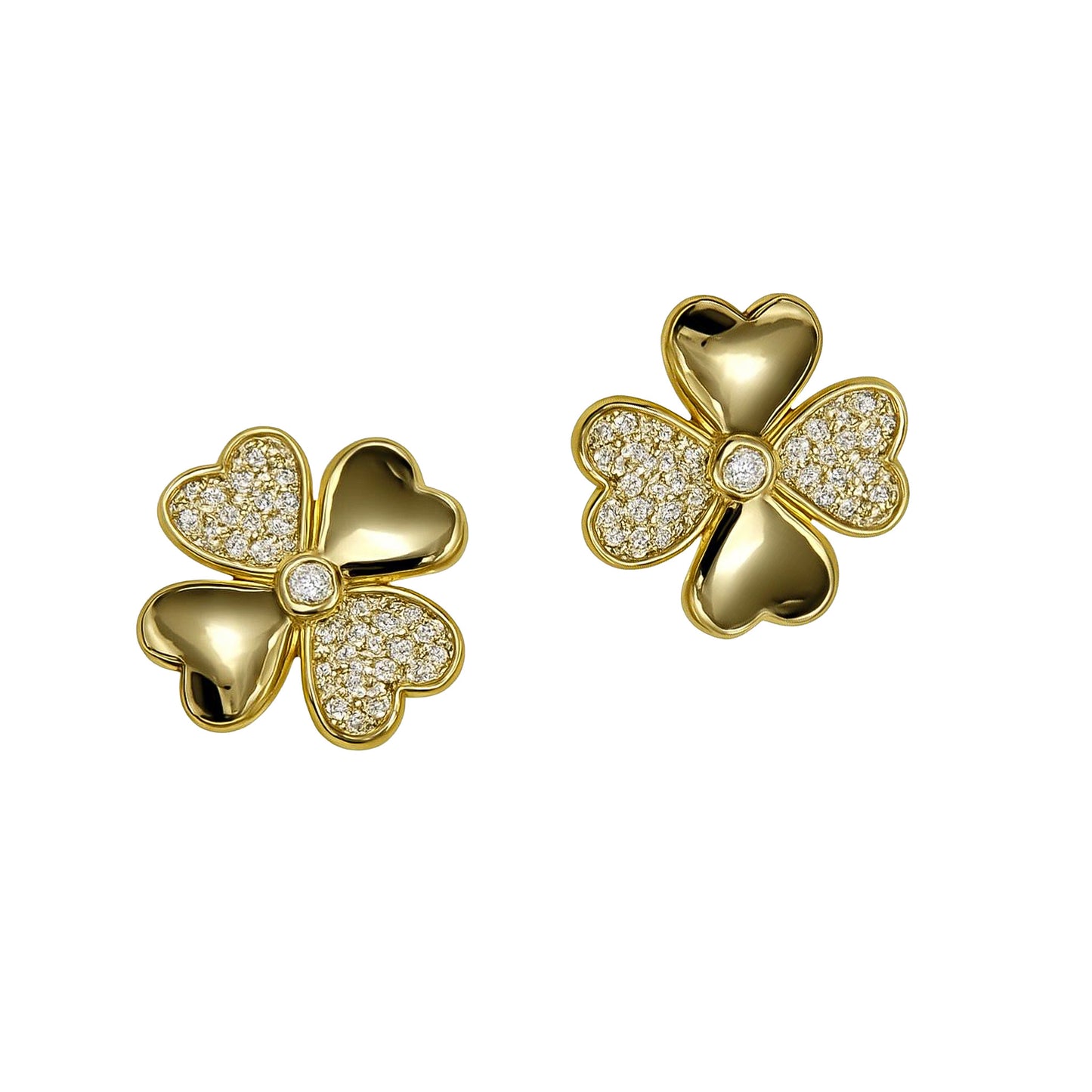 Gold Vermeil Jackie Pavé Heart Clover Earrings