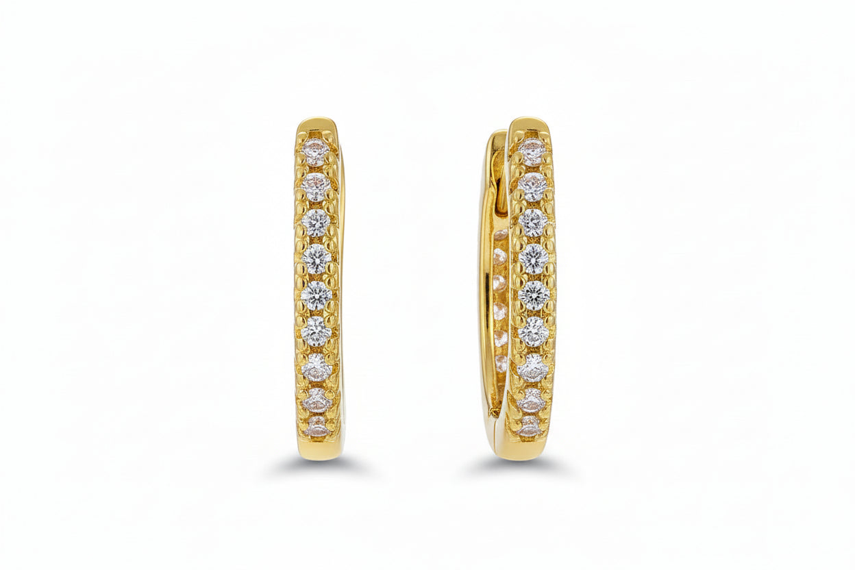 Gold Vermeil Lois Pavé J-Hoop Earrings