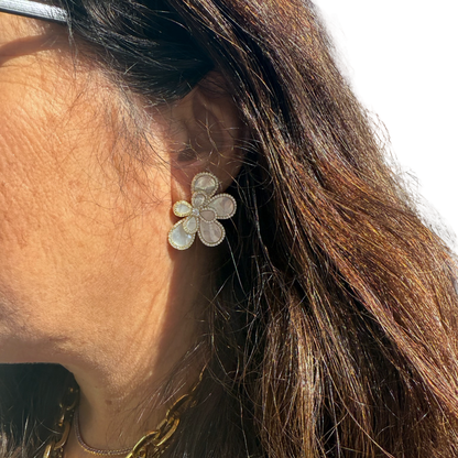 Gold Vermeil Jodi Mother Pearl Flower Earrings