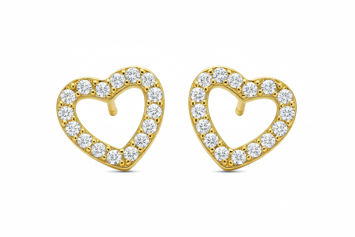 Gold Vermeil Jane Open Heart Stud Earrings
