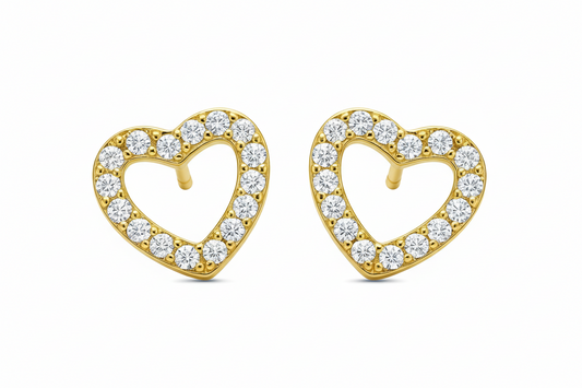 Gold Vermeil Jane Open Heart Stud Earrings