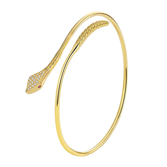 18K Gold Plated Serpent Wrap Bangle Bracelet