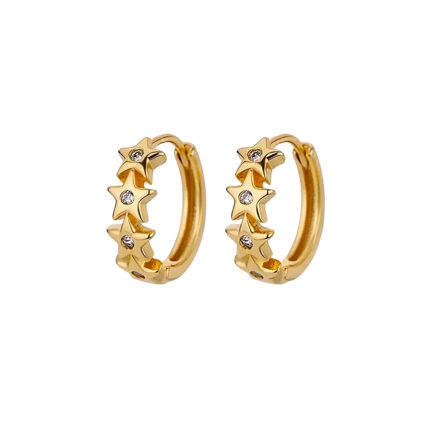 White Gold Plated Starburst Huggie Hoop Earrings