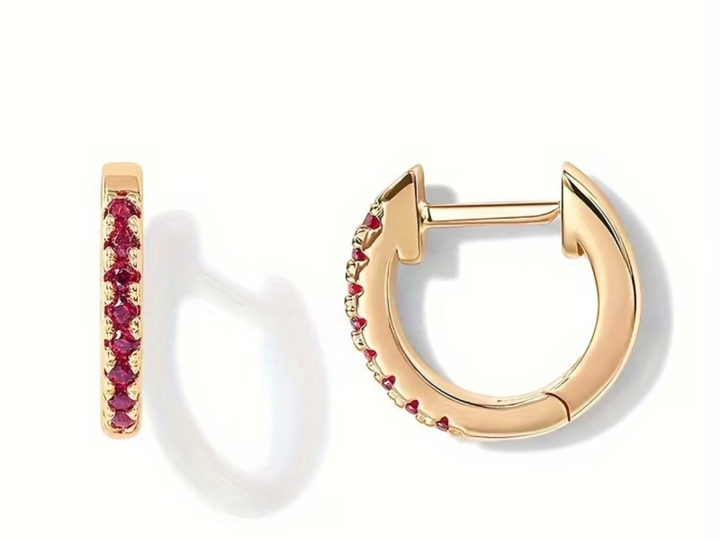 Gold Plated Blue Huggie Hoop Earrings