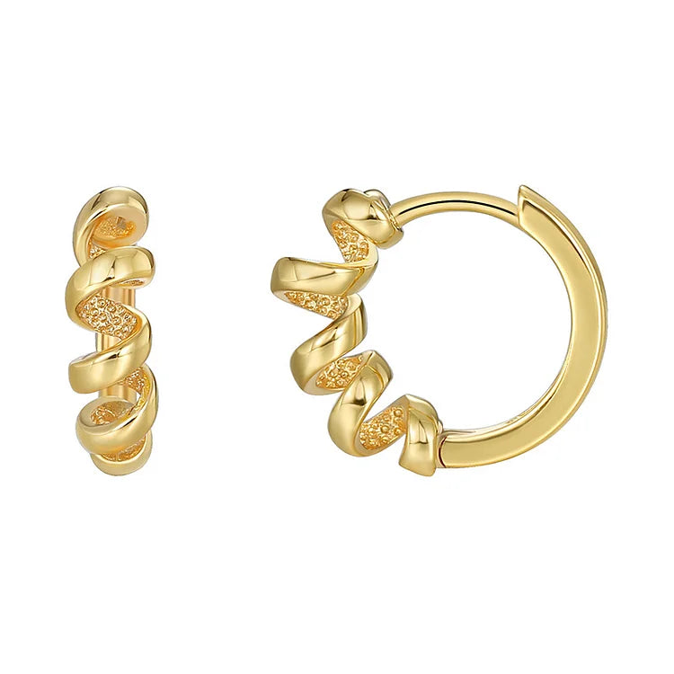 18K Gold Plated Twisted Squiggle Hoop Earrings