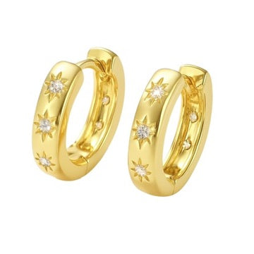Gold Vermeil Starburst Small Hoop Earrings