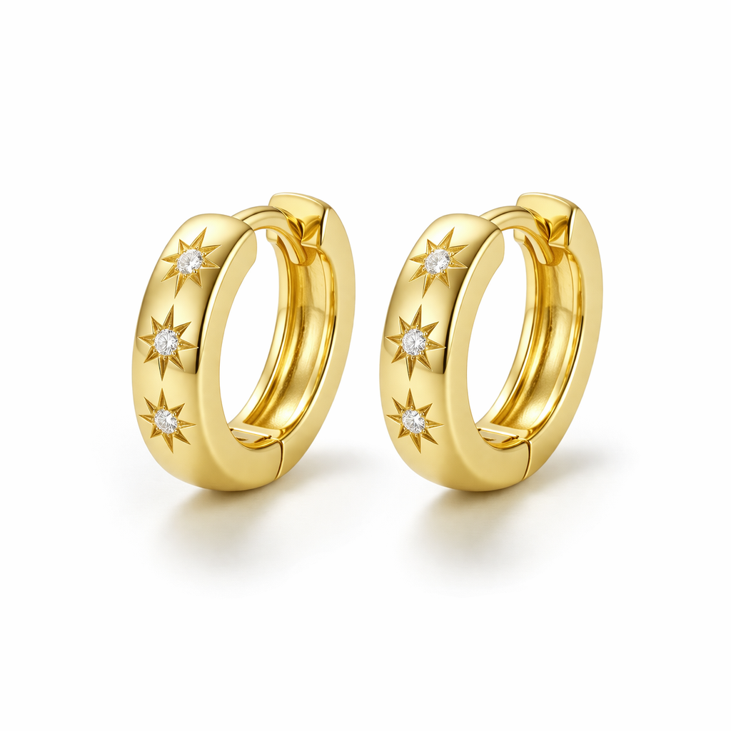 14K Vermeil Starburst Small Hoop Earrings