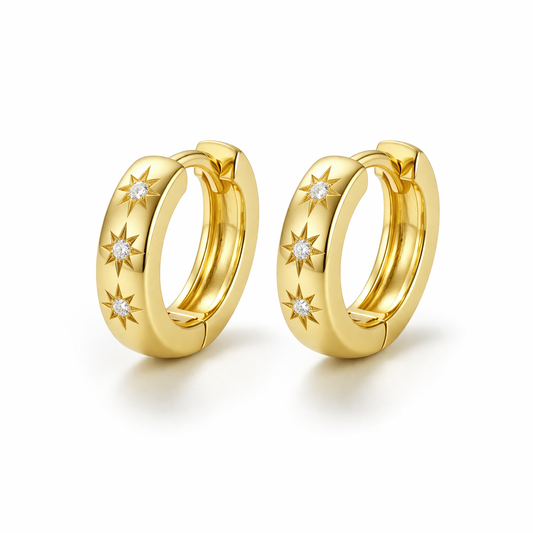 14K Vermeil Starburst Small Hoop Earrings