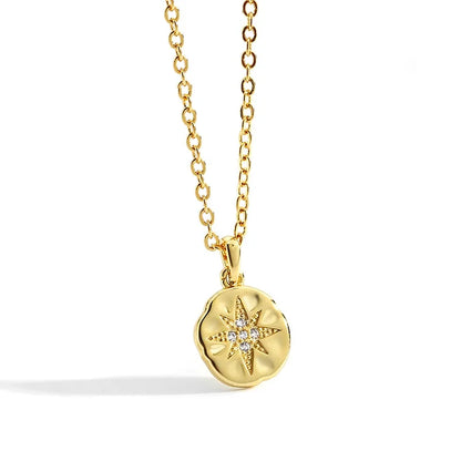 18K Gold Plated Sand Dollar North Star Pendant/Necklace