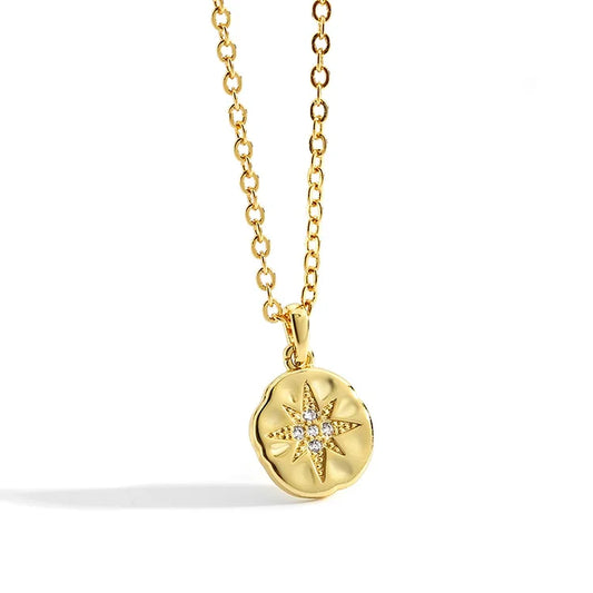 18K Gold Plated Sand Dollar North Star Pendant/Necklace