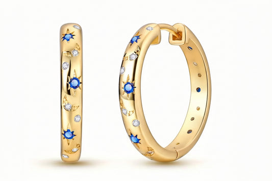 Gold Vermeil Amy Sapphire Starburst Hoop Earrings
