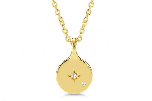 Gold Plated Oval Starburst Pendant/ Necklace