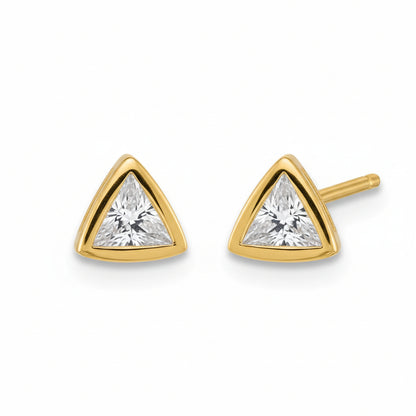 Gold Vermeil Bezel Set Triangle Stud Earrings