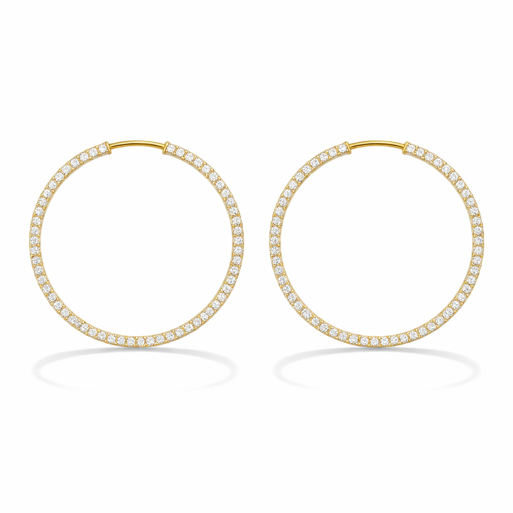 Gold Vermeil Pave Huggie Hoop Earrings