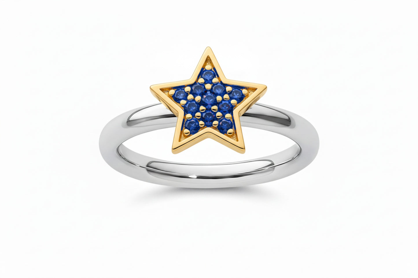 Gold Vermeil & Sterling Silver Blue Sapphire Star Ring