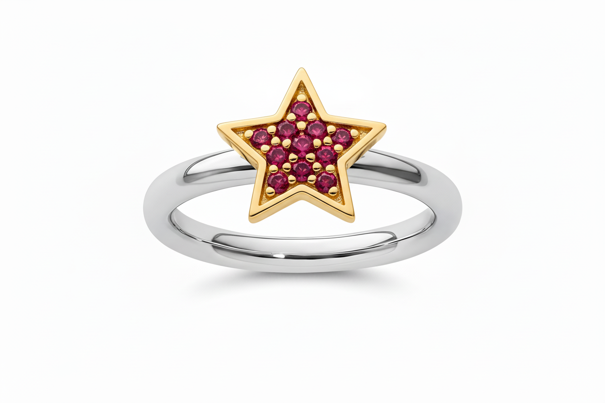 Gold Vermeil & Sterling Silver Ruby Star Ring
