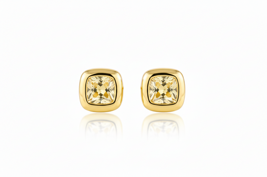 Gold Vermeil Yellow Amanda Bezel Set Earrings