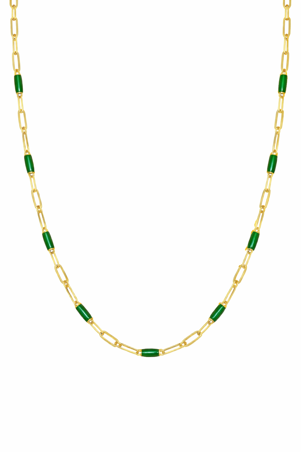 14K Gold Filled Blue Enamel Paperclip Chain Necklace