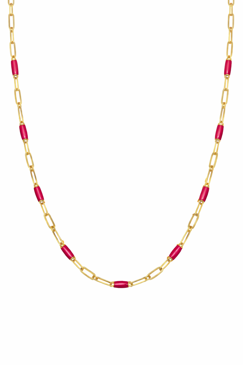 14K Gold Filled Blue Enamel Paperclip Chain Necklace