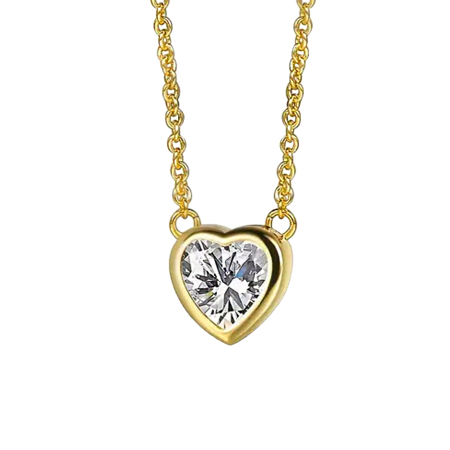 Gold Plated Leah Bezel Set Heart Necklace