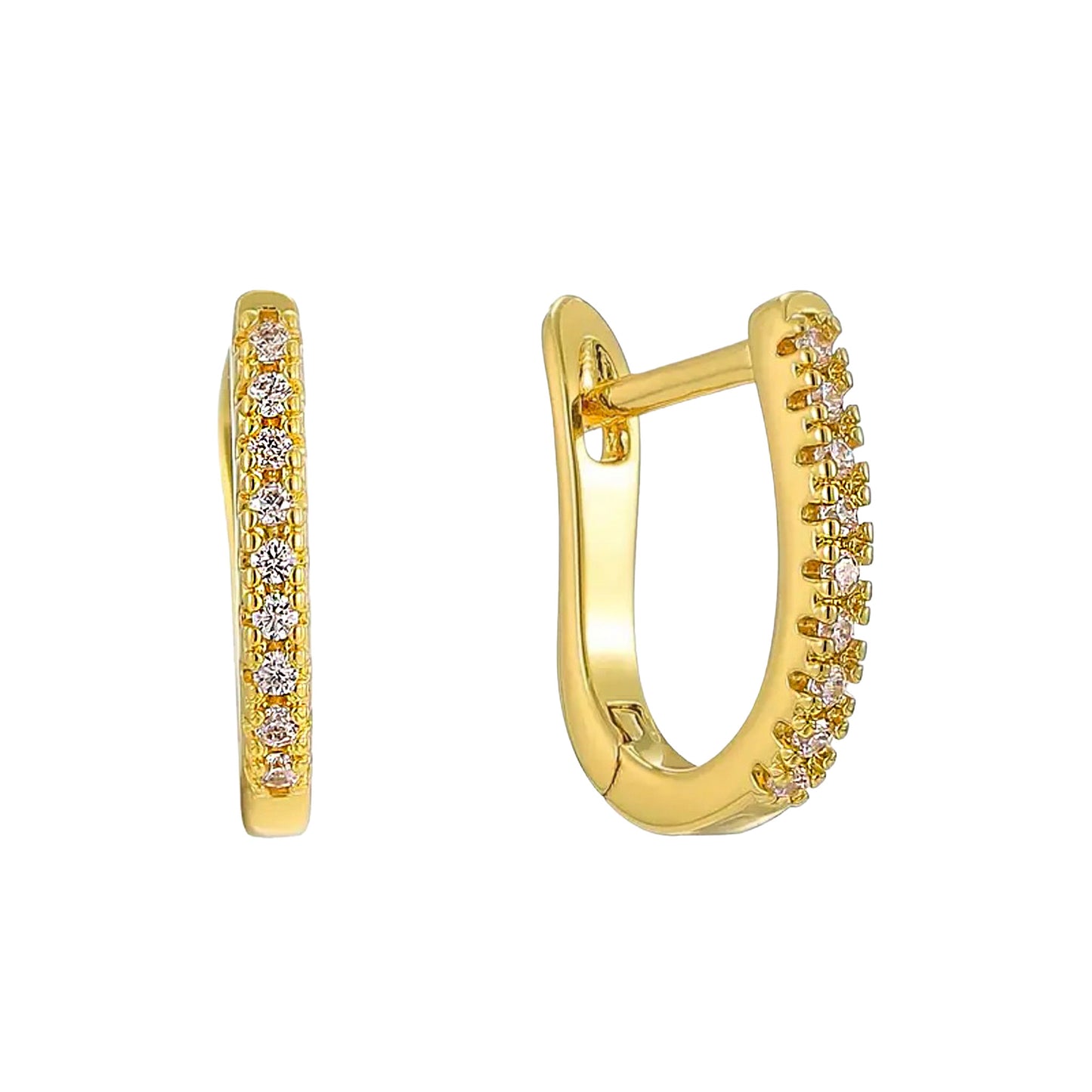 Gold Vermeil Lois Pavé J-Hoop Earrings