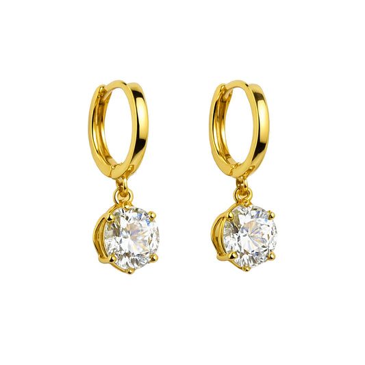 Gold Vermeil Gabi Round Solitaire Drop Earrings