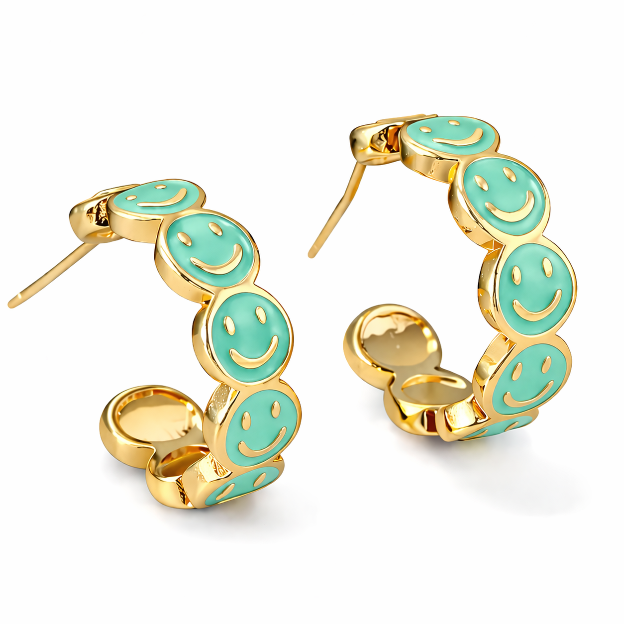 Purple Enamel Emmie Smile Hoop Earrings