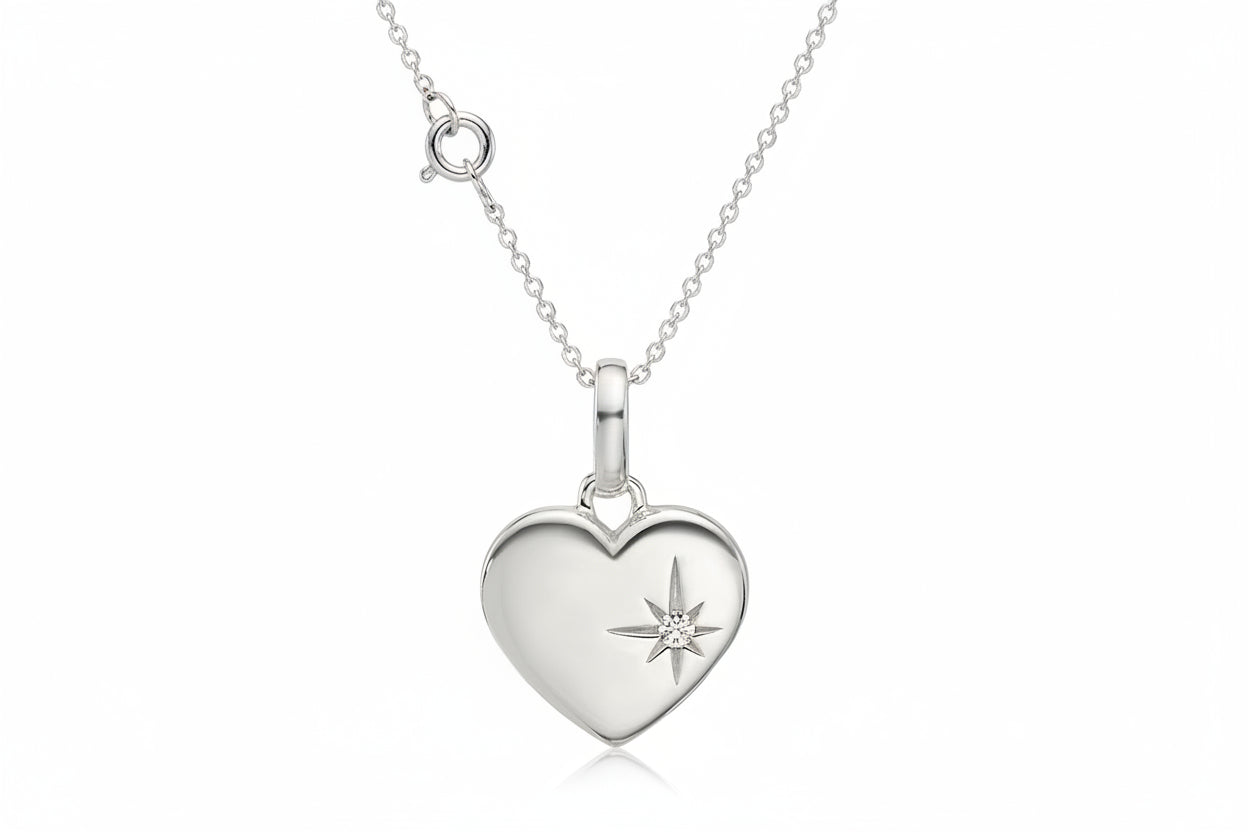 Sterling Silver Heart Starburst Pendant