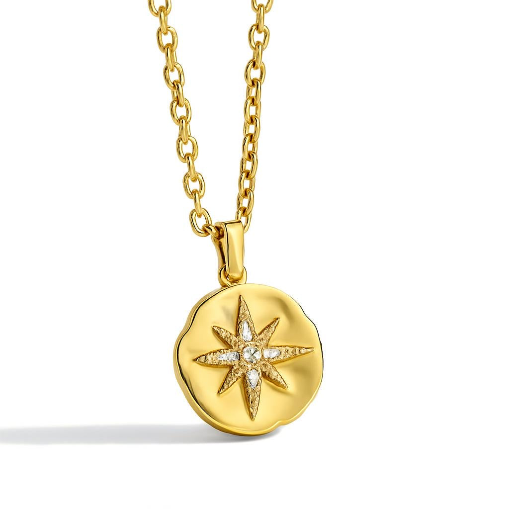 Gold Plated Rebecca Sand Dollar North Star Pendant/Necklace