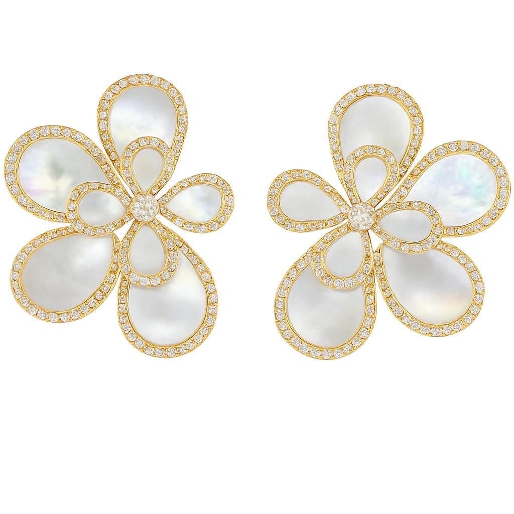 Gold Vermeil Jodi Mother Pearl Flower Earrings