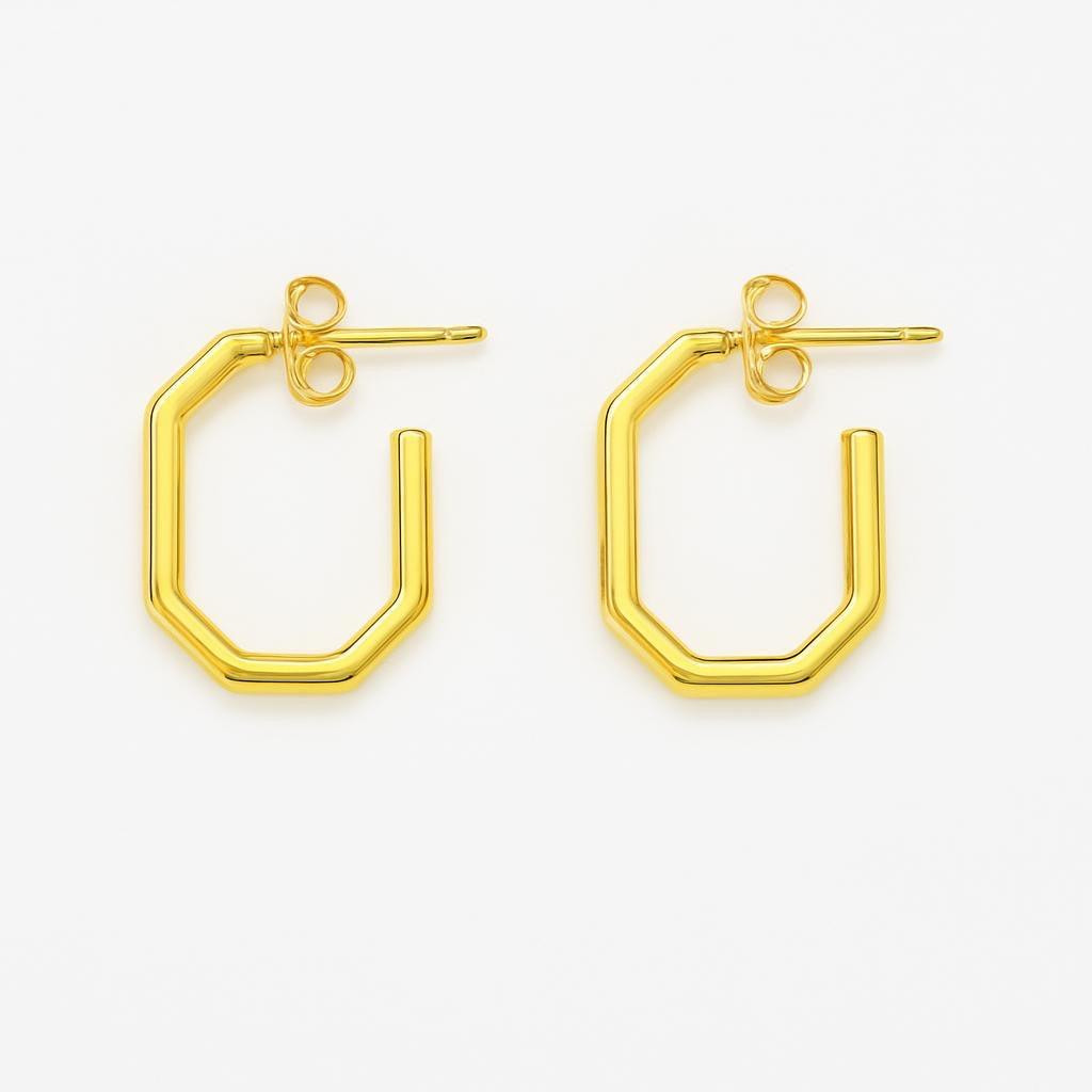 Gold Plated Kathy Geometric Hoop Earrings