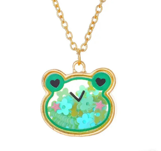 Little Rae Kids Frog Shaker Confetti Necklace