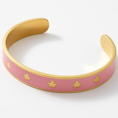 Gold & White Enamel Rhoda Clover Cuff Bracelet (Large)