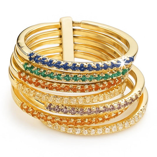 Gold Plated Multicolor Marla Stacking Ring