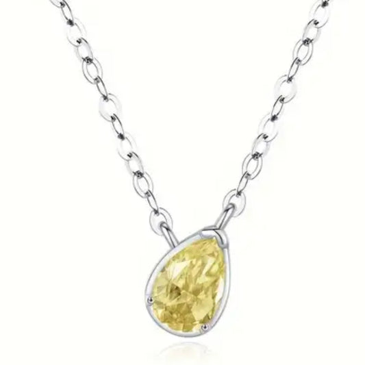 Sterling Silver Chloe Yellow Pear Necklace
