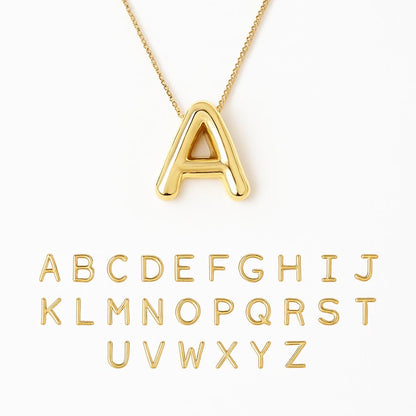 Gold Bubble Letter Initials Pendant/Necklace