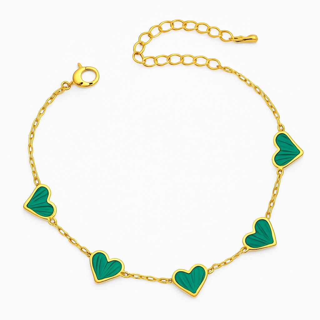 Blue Enamel Jane Heart Chain Link Bracelet