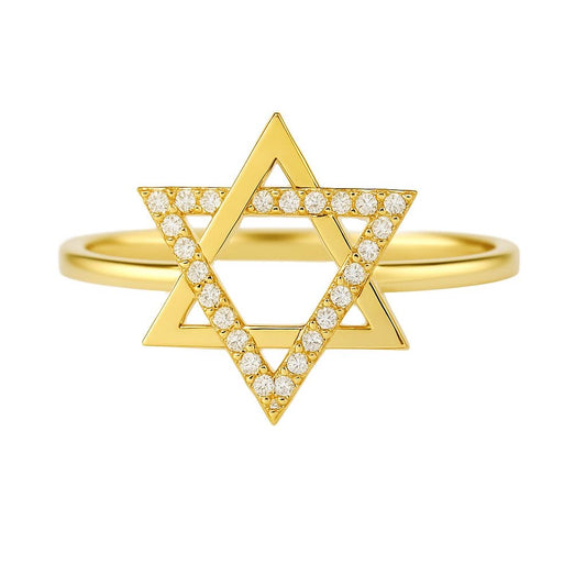 Gold Vermeil Leah Pave Star of David Ring