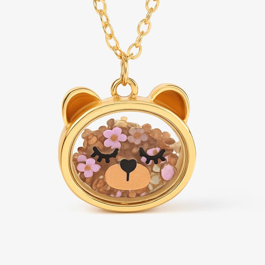 Little Rae Kids Bear Shaker Confetti Necklace
